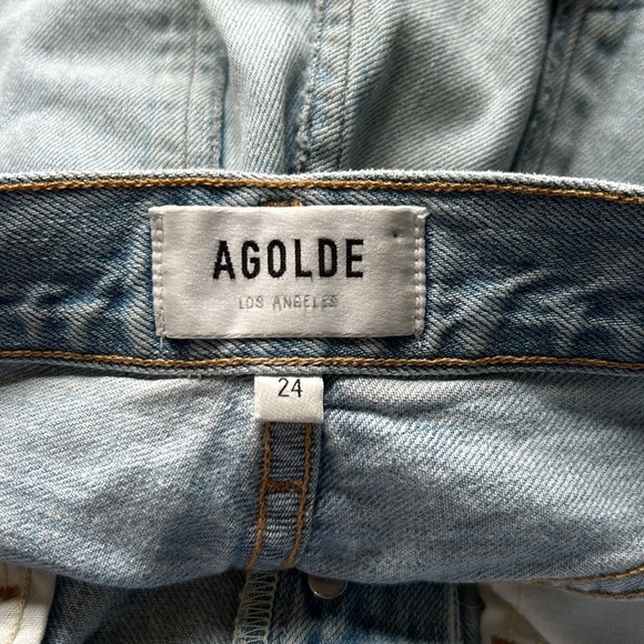 Agolde Riley High Rise Straight Crop in Blitz Button Fly Light Wash Sz 24 - Picture 11 of 16